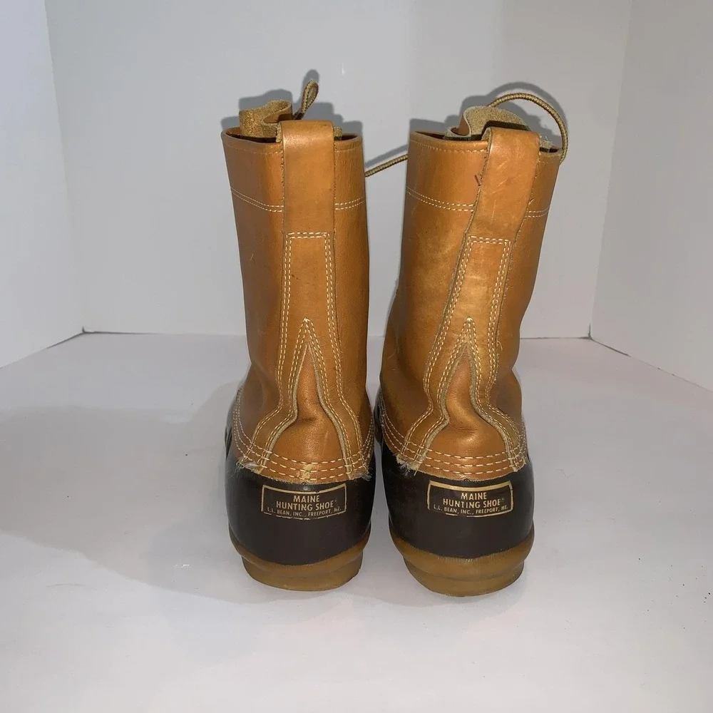 L.L. Bean Maine Hunting Boots Mens 12 Brown Leather Duck Waterproof USA